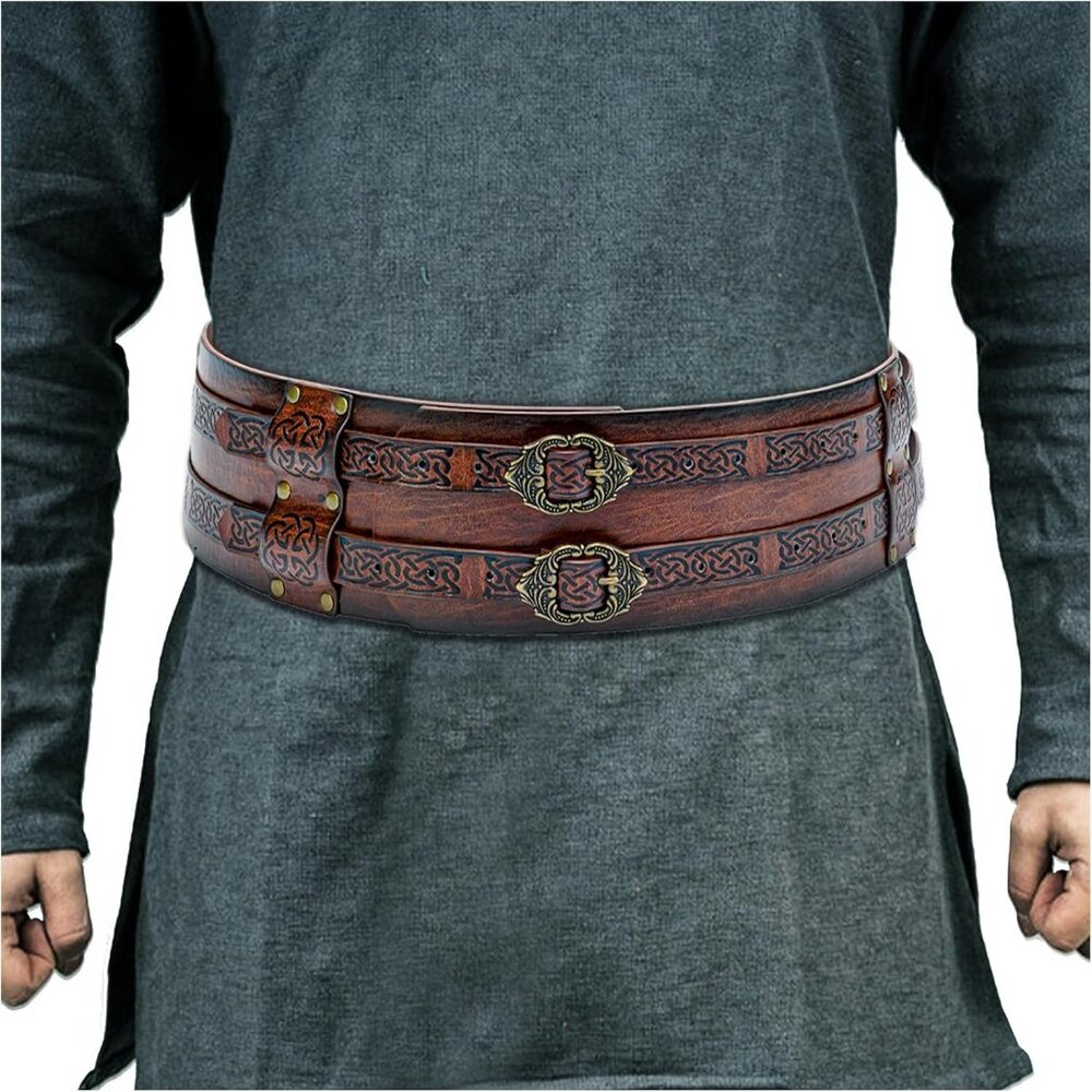 Viking Wide Belt, Medieval Faux Leather Armor Belt, Knight Corset Belt, LARP Hal